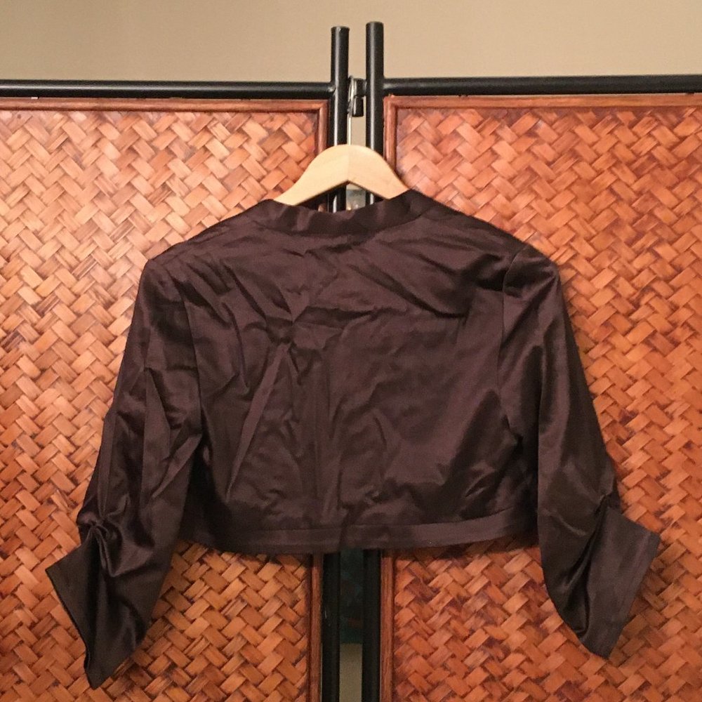 VTG Y2K Whimsigoth le chateau Brown Bolero Jacket 3/4 Sleeve Made in Canada XS - Picture 3 of 5